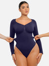 Seamless Long Sleeve Tummy Control Thong Bodysuit