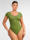 Tummy Control Seamless Short-Sleeve Bodysuit