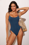 Scoop Neck One Piece Strappy Backless Swimsuit